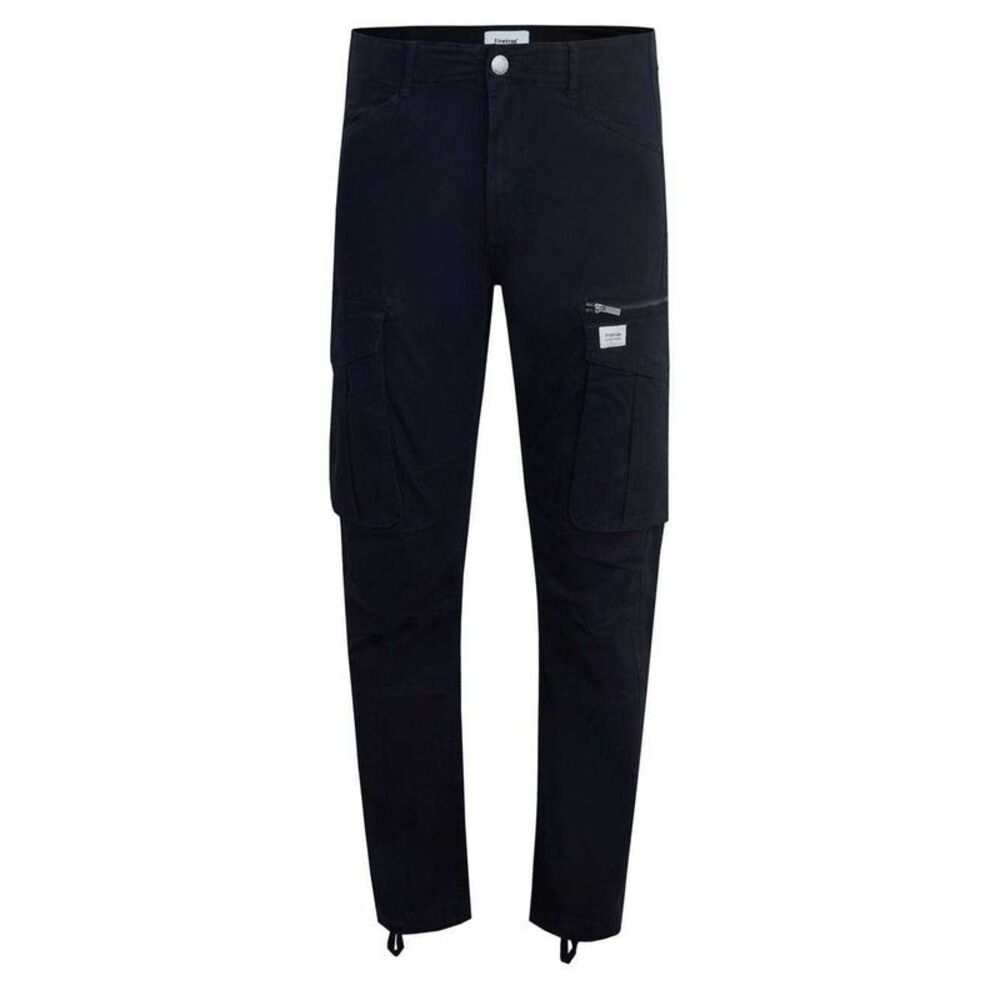 Firetrap Mens Cotton Blend Cargo Pants / Washed Black